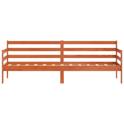 vidaXL Day Bed with Headboard Wax Brown Solid Pine Wood