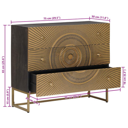 vidaXL Drawer Cabinet with Drawer Brass 75 x 30 x 65 cm