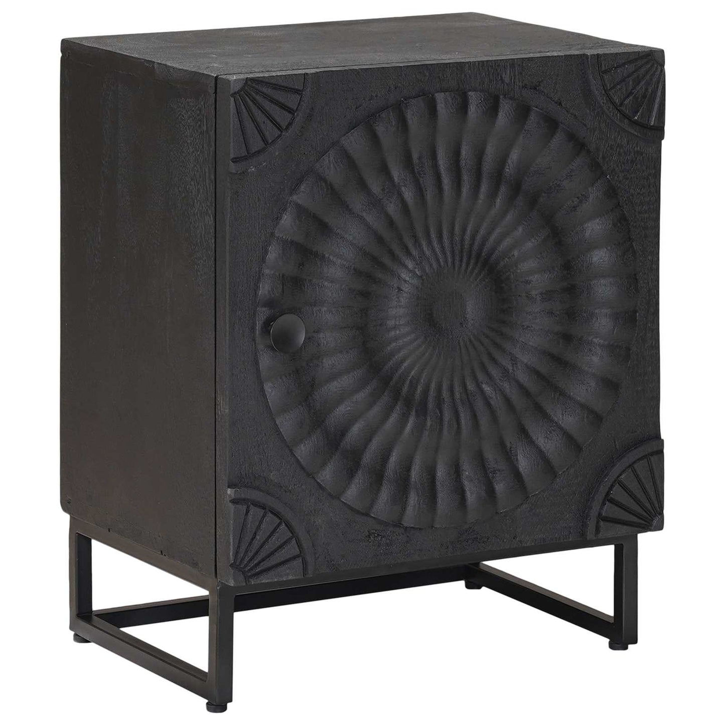 vidaXL Handmade Bedside Cabinet Black 40 x 30 x 50 cm Solid Mango Wood