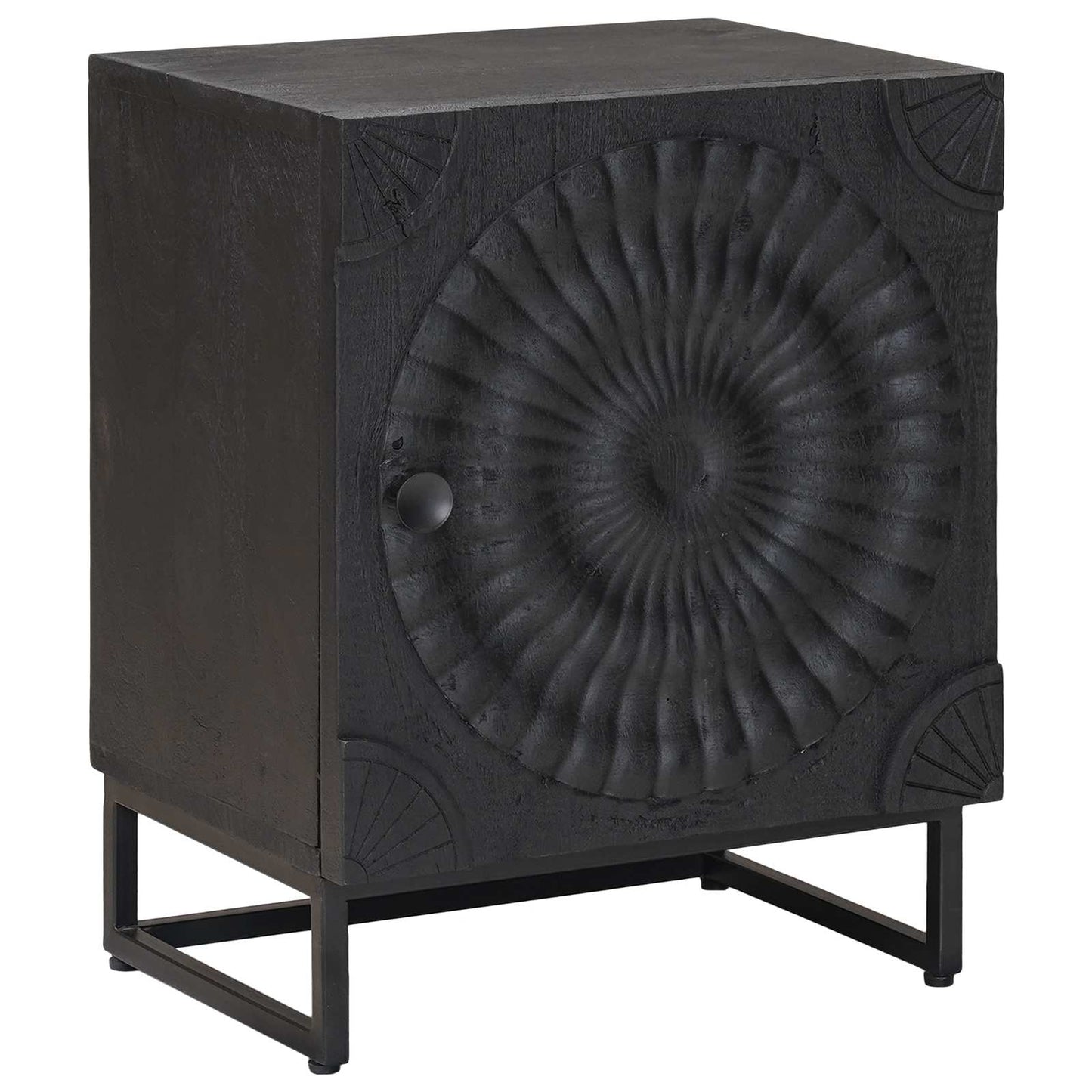 vidaXL Handmade Bedside Cabinet Black 40 x 30 x 50 cm Solid Mango Wood