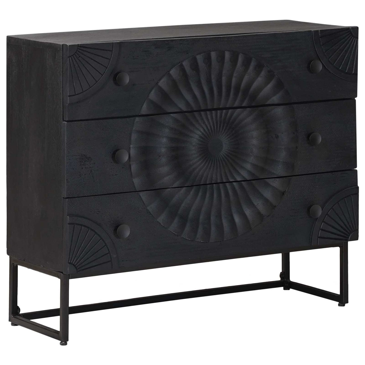 vidaXL Drawer Cabinet with Drawer Black 75 x 30 x 65 cm