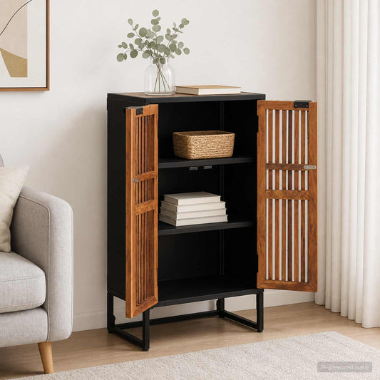 vidaXL Highboard 53 x 30 x 95 cm Solid Mango Wood and Engineered Wood