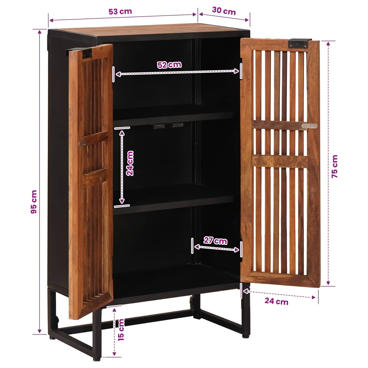 vidaXL Highboard 53 x 30 x 95 cm Solid Mango Wood and Engineered Wood