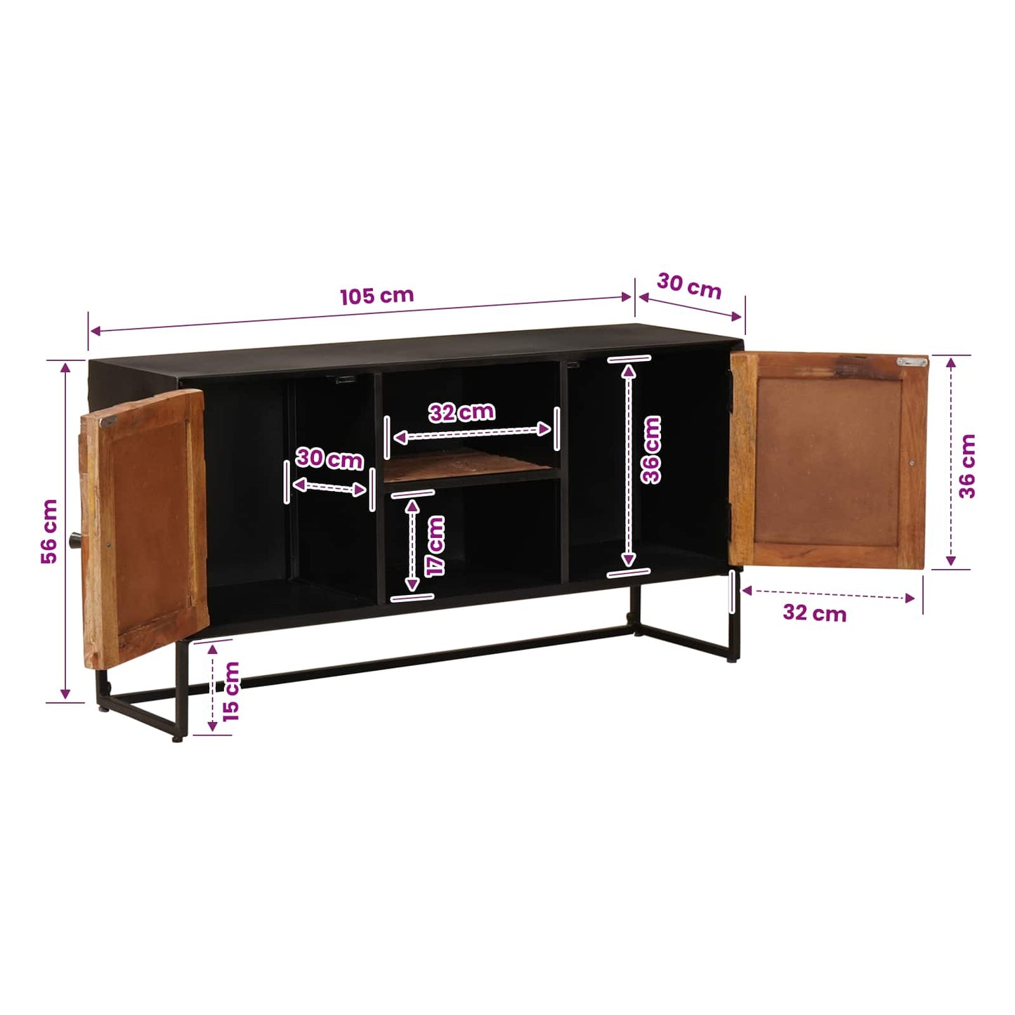 vidaXL Sideboard 105 x 30 x 55 cm