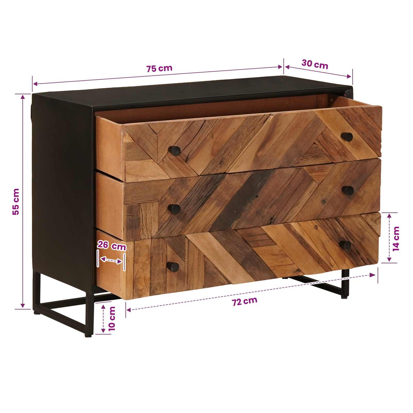 vidaXL Drawer Cabinet with Drawer 75 x 30 x 54 cm