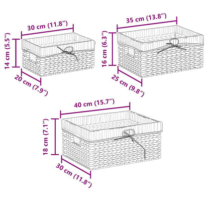 vidaXL Storage Baskets 3 pcs Natural Water hyacinth