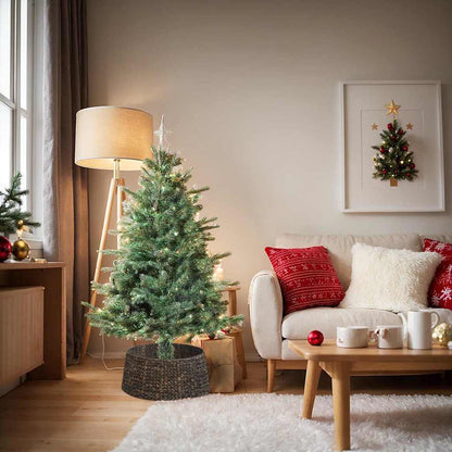 vidaXL Christmas Tree Collar Round Black 60 x 60 x 22 cm