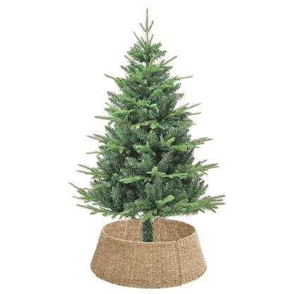vidaXL Christmas Tree Collar Round Natural 75 x 75 x 25 cm Seagrass