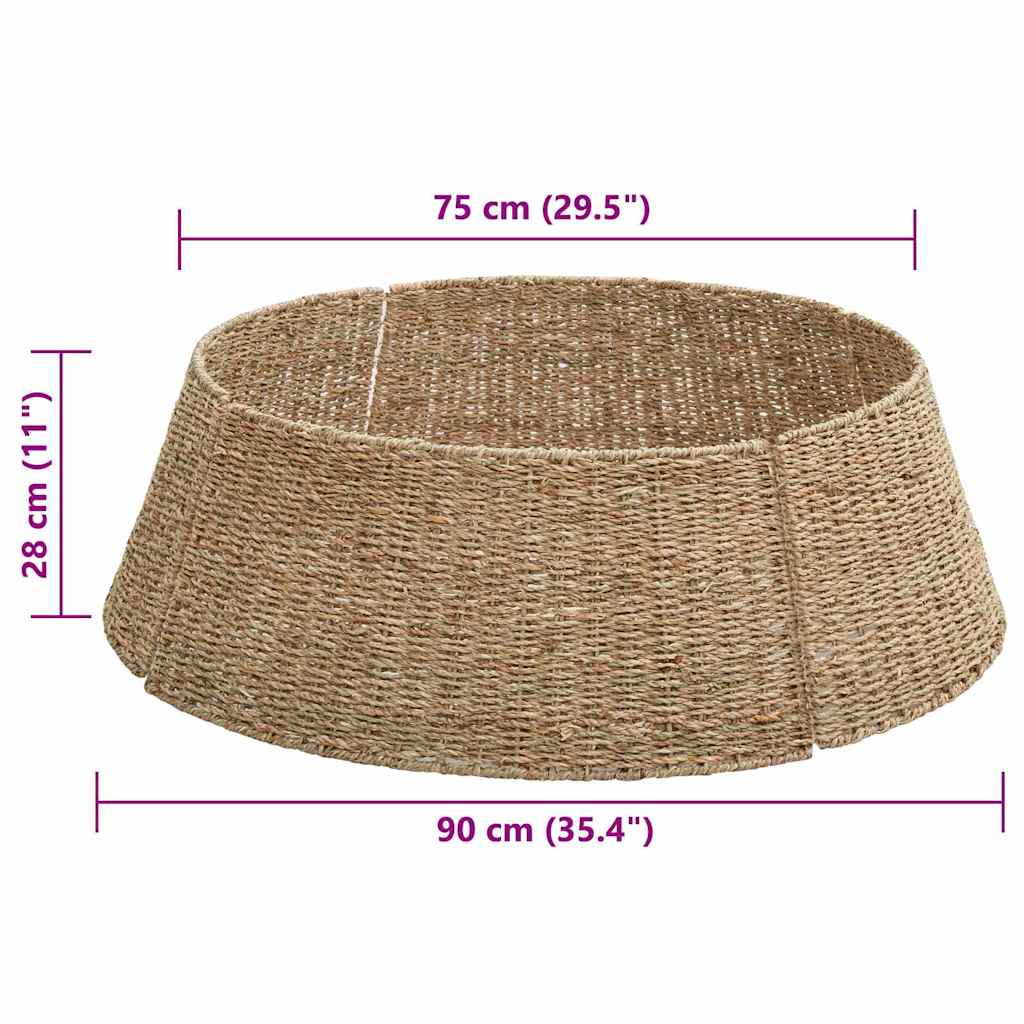 vidaXL Christmas Tree Collar Round Natural 90 x 90 x 28 cm Seagrass