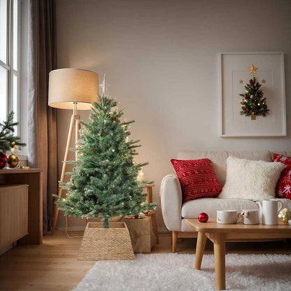 vidaXL Christmas Tree Collar Square Brown 60 x 60 x 28 cm