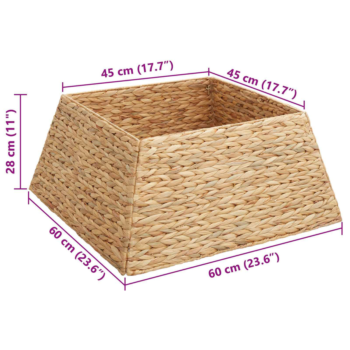 vidaXL Christmas Tree Collar Square Brown 60 x 60 x 28 cm