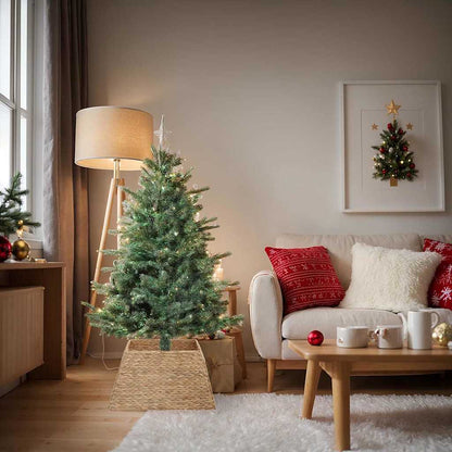 vidaXL Christmas Tree Collar Square Brown 70 x 70 x 28 cm