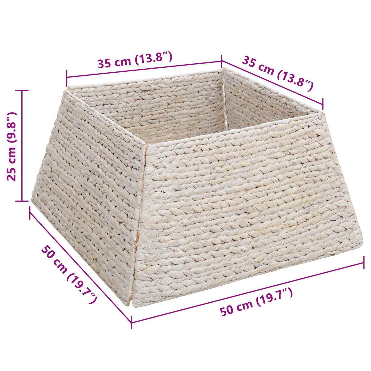 vidaXL Christmas Tree Collar Square White 50 x 50 x 25 cm