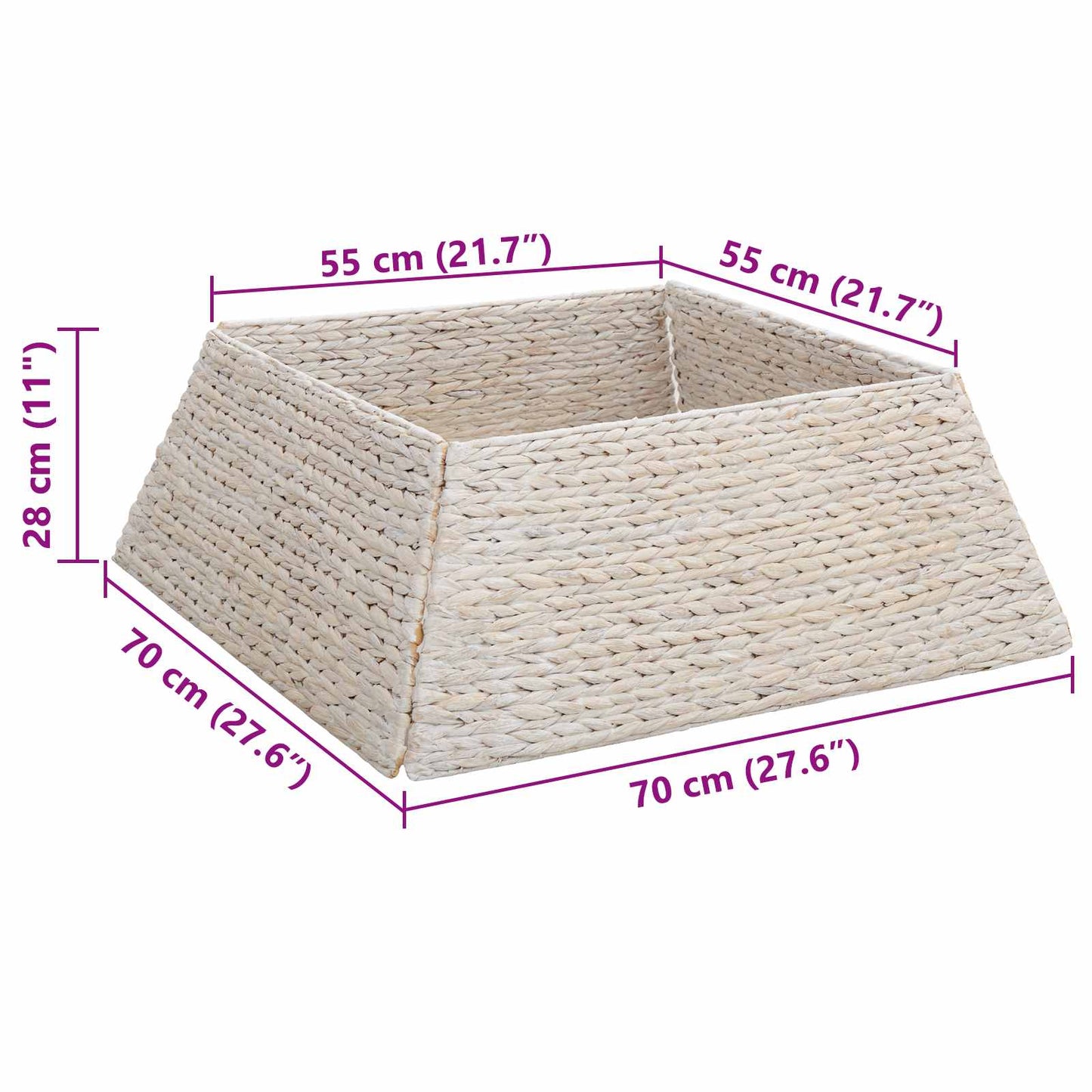 vidaXL Christmas Tree Collar White 70 x 70 x 28 cm Water hyacinth