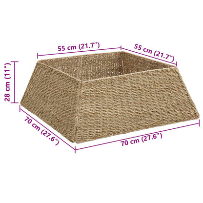vidaXL Christmas Tree Collar Square Brown 70 x 70 x 28 cm Seagrass