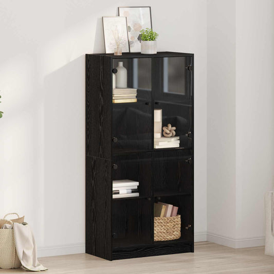 vidaXL Highboard Black Oak 68 x 37 x 142 cm Engineered Wood