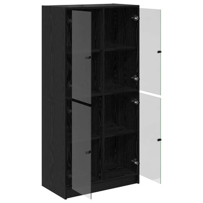 vidaXL Highboard Black Oak 68 x 37 x 142 cm Engineered Wood