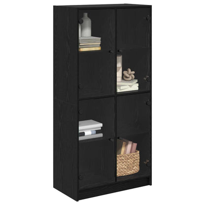 vidaXL Highboard Black Oak 68 x 37 x 142 cm Engineered Wood