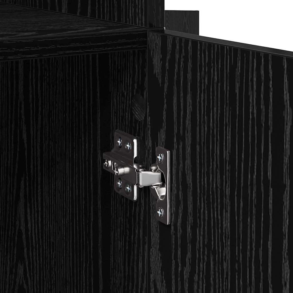vidaXL Highboard Black Oak 80 x 42.5 x 185 cm Engineered Wood
