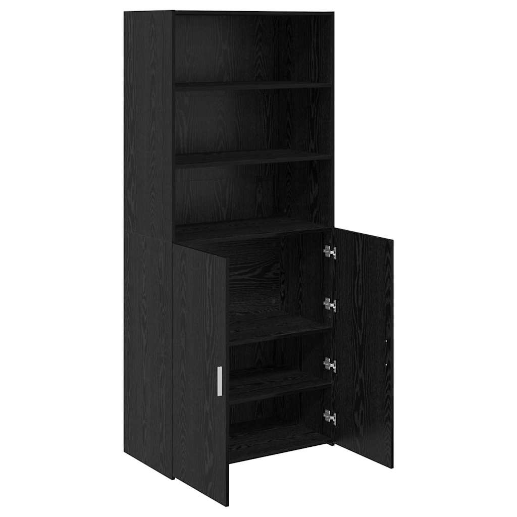 vidaXL Highboard Black Oak 80 x 42.5 x 185 cm Engineered Wood