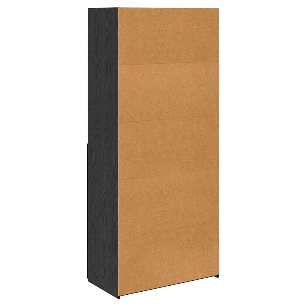 vidaXL Highboard Black Oak 80 x 42.5 x 185 cm Engineered Wood