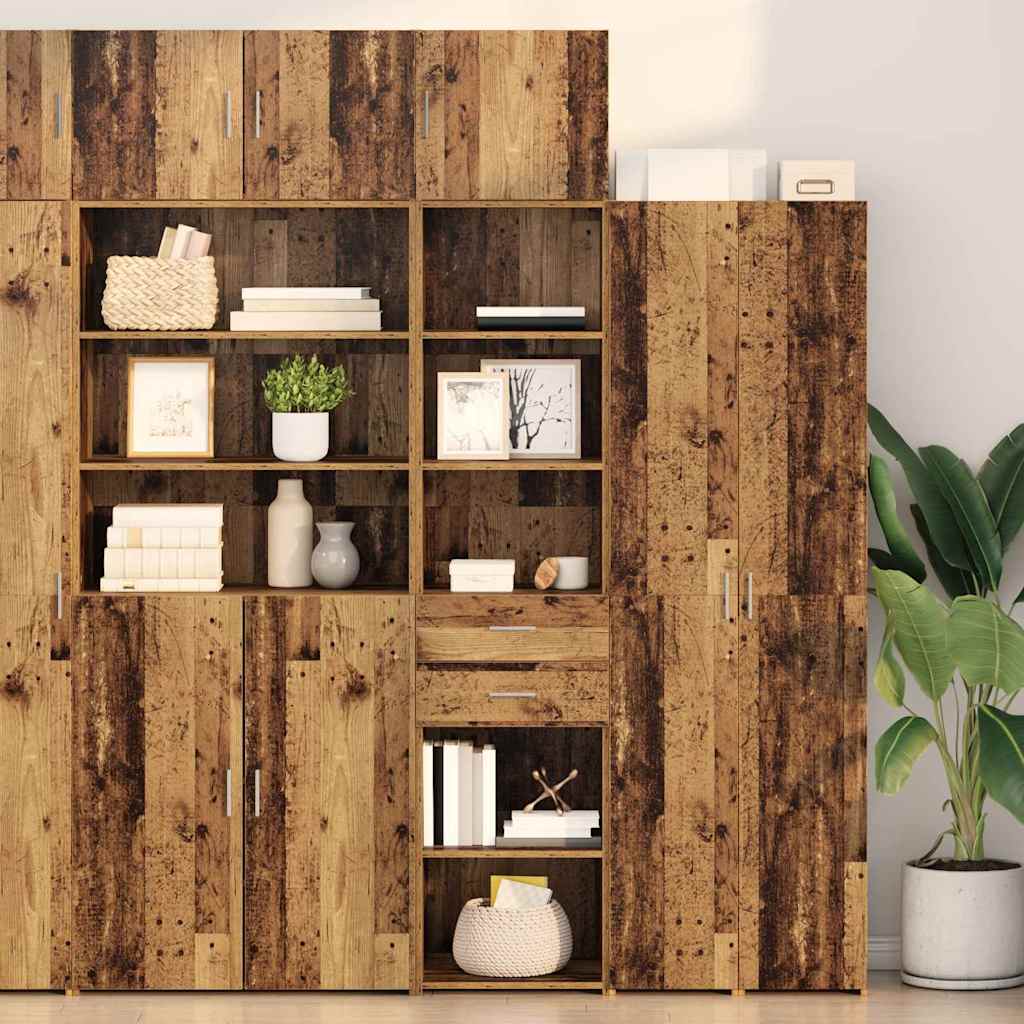 vidaXL Highboard Old Wood 45 x 42.5 x 185 cm Engineered Wood