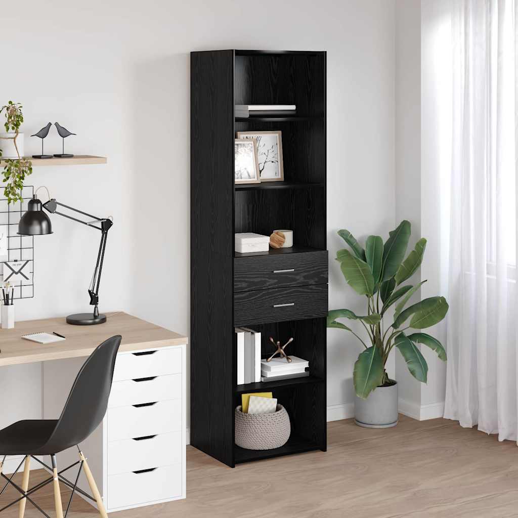 vidaXL Highboard Black Oak 50 x 42.5 x 185 cm Engineered Wood
