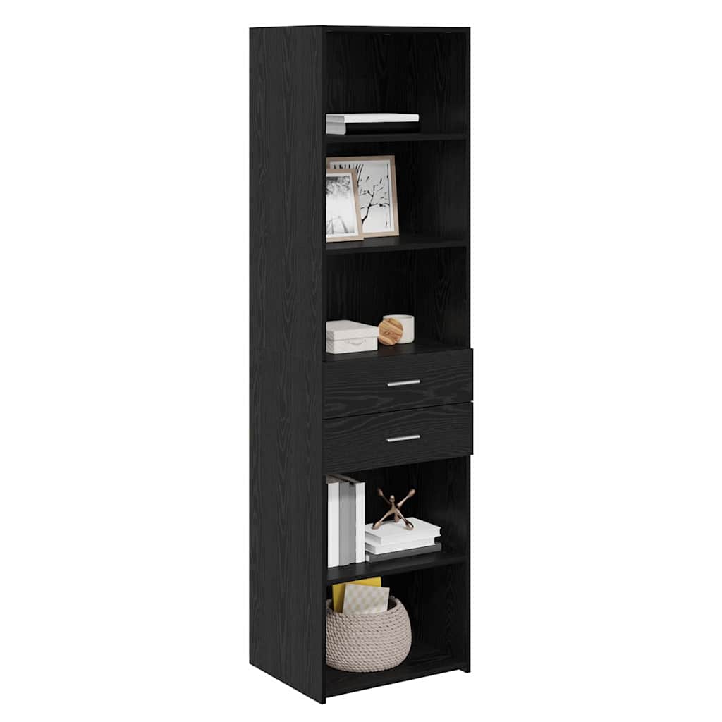 vidaXL Highboard Black Oak 50 x 42.5 x 185 cm Engineered Wood
