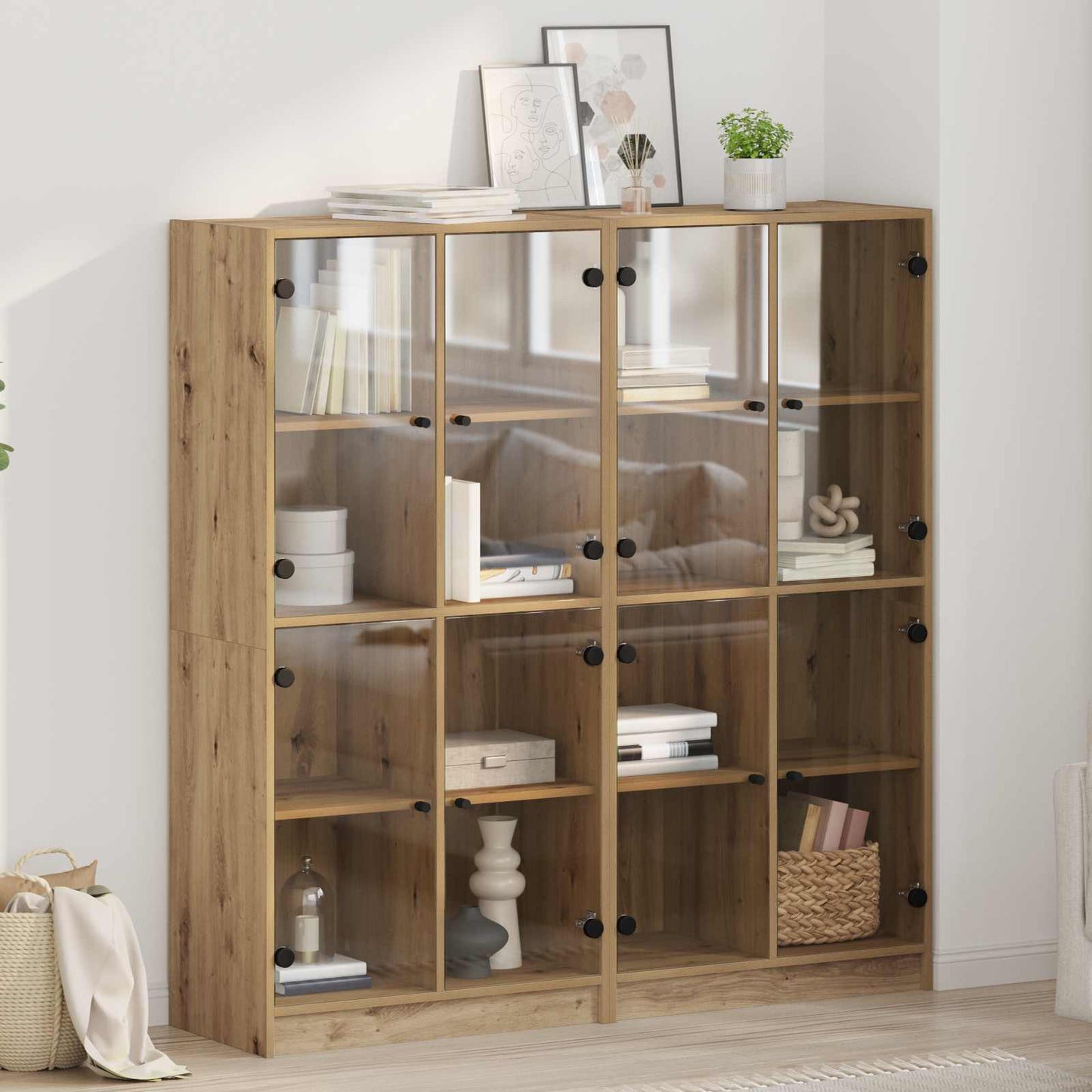 vidaXL Highboard 2 pcs Artisan Oak 68 x 37 x 142 cm Engineered Wood
