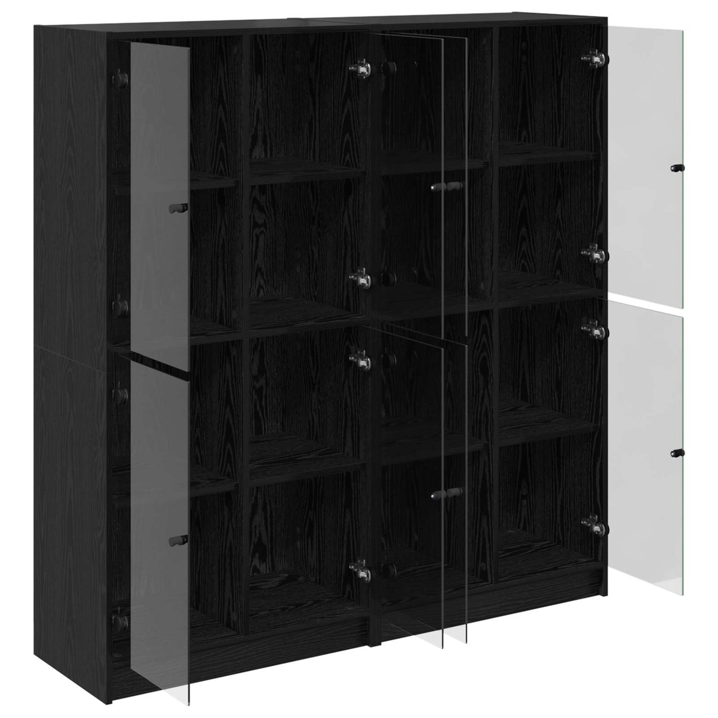 vidaXL Highboard 2 pcs Black Oak 68 x 37 x 142 cm Engineered Wood