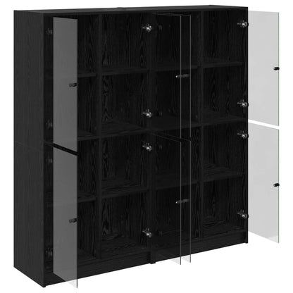 vidaXL Highboard 2 pcs Black Oak 68 x 37 x 142 cm Engineered Wood