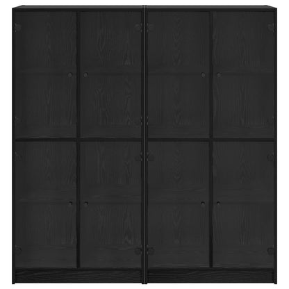 vidaXL Highboard 2 pcs Black Oak 68 x 37 x 142 cm Engineered Wood