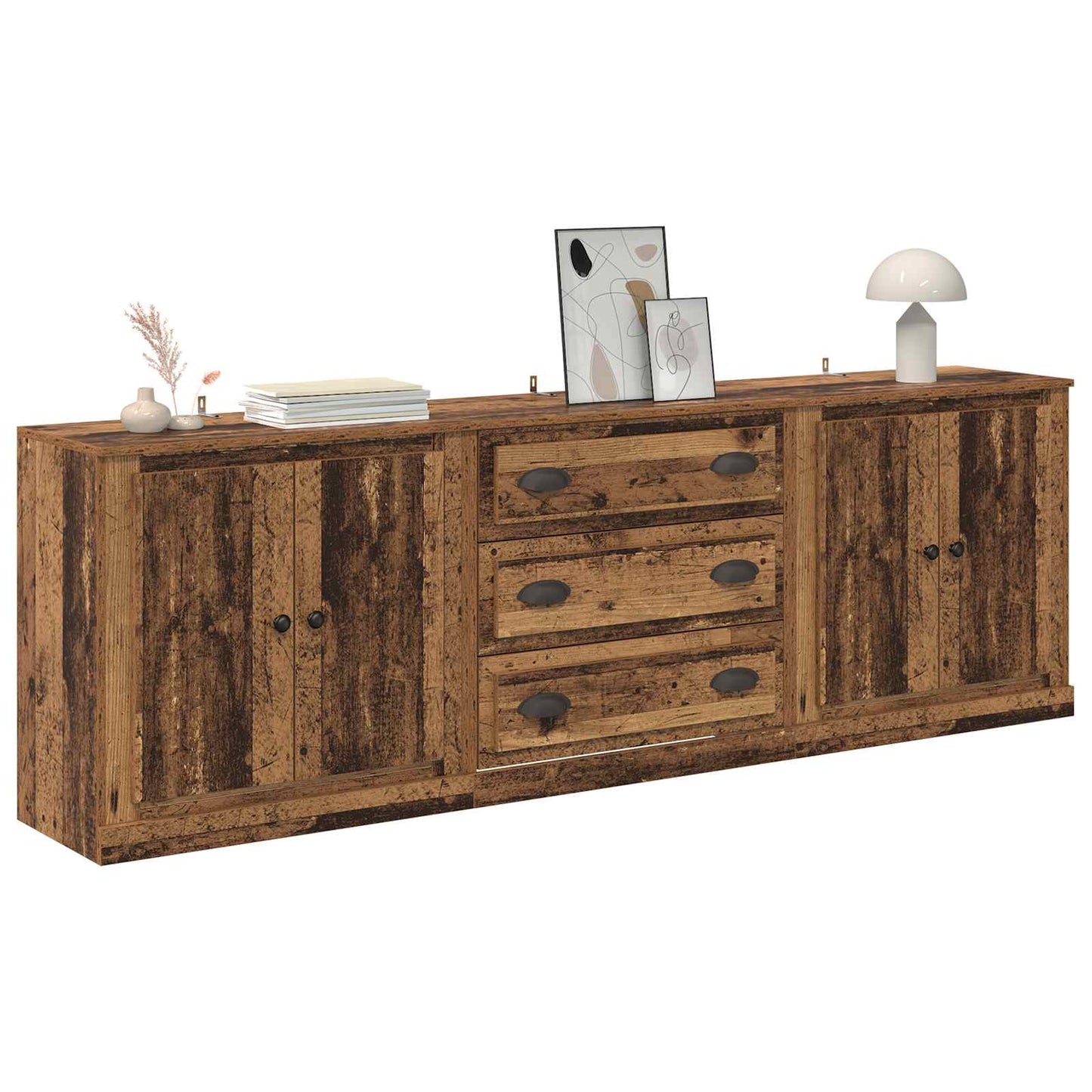 vidaXL Sideboards 3 pcs Old Wood 210 x 35.5 x 67.5 cm Engineered Wood