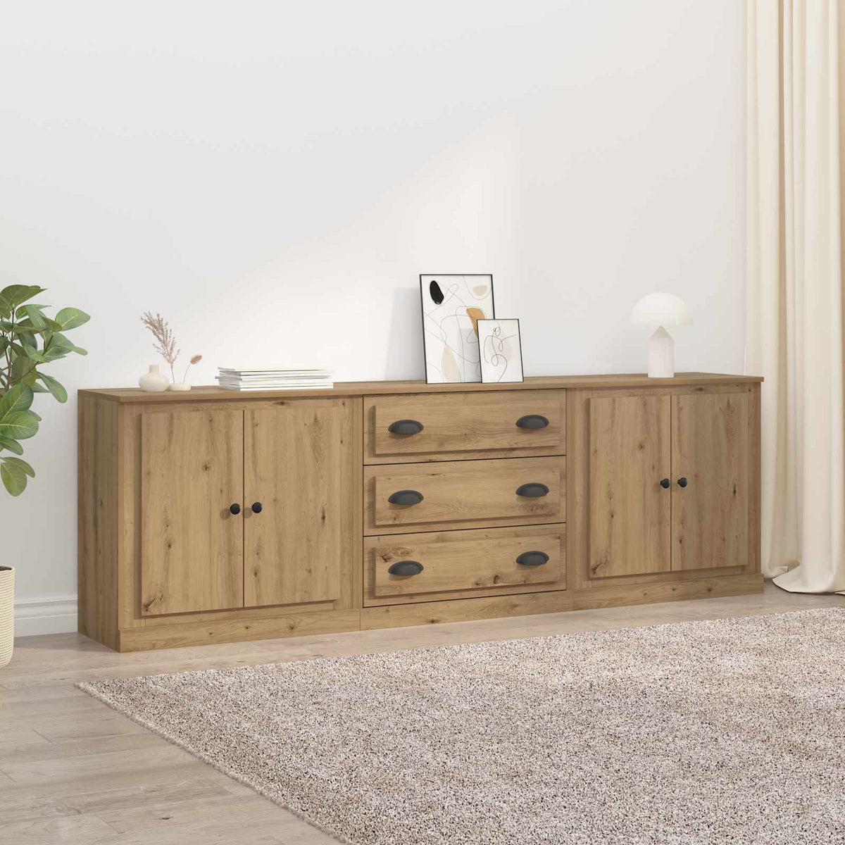 vidaXL Sideboards 3 pcs Artisan Oak 210 x 35.5 x 67.5 cm