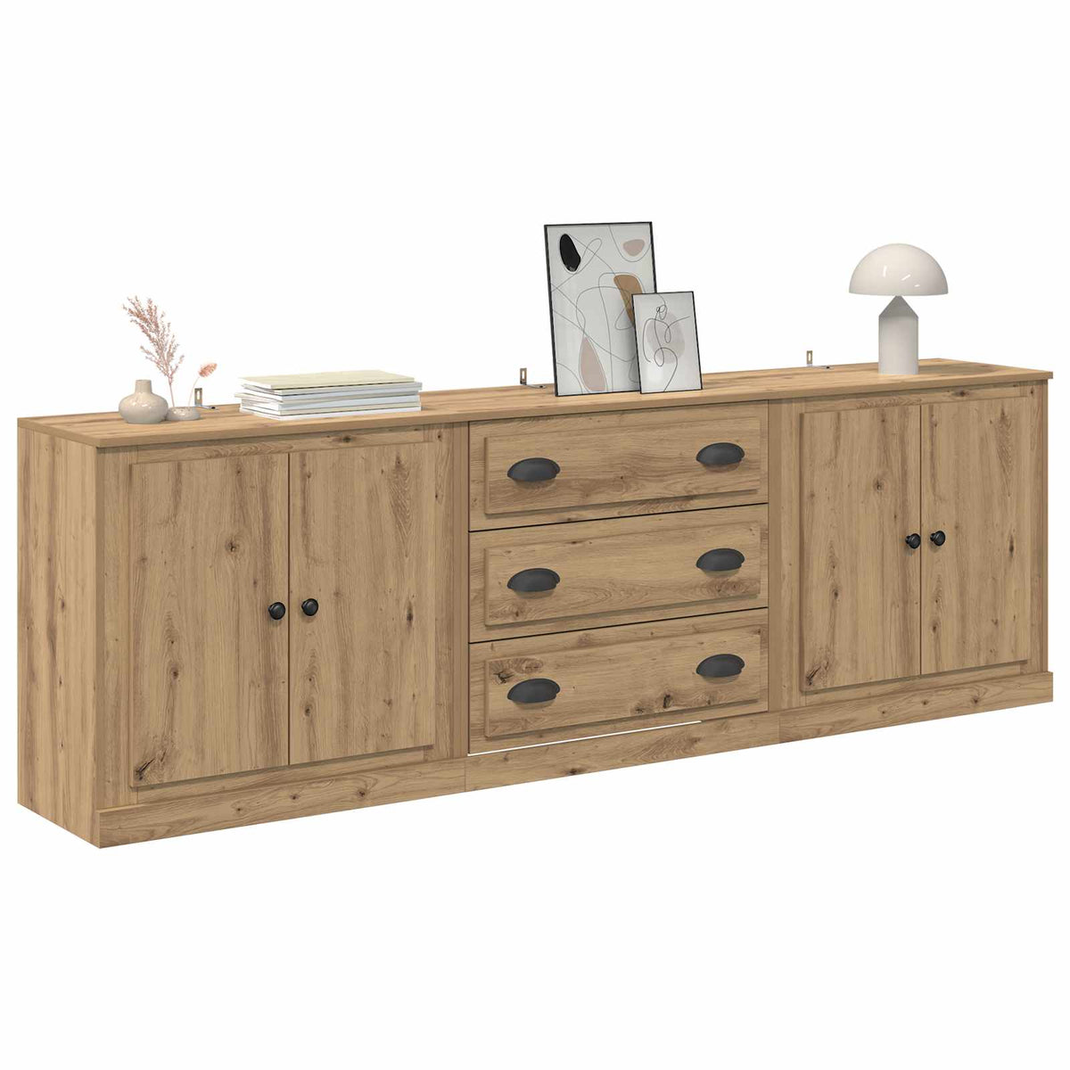vidaXL Sideboards 3 pcs Artisan Oak 210 x 35.5 x 67.5 cm