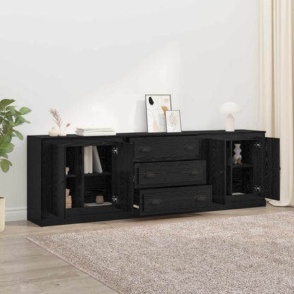 vidaXL Sideboards 3 pcs Black Oak 210 x 35.5 x 67.5 cm Engineered Wood
