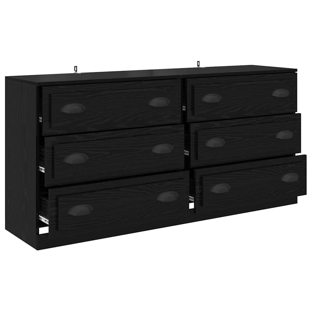vidaXL Sideboards 2 pcs Black Oak 70 x 35.5 x 67.5 cm Engineered Wood