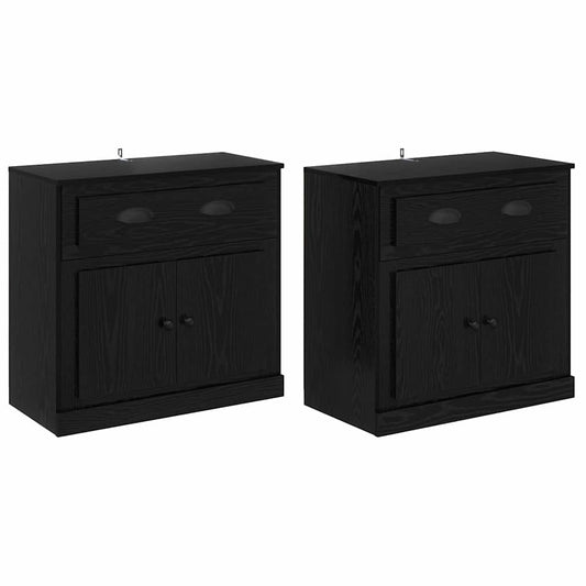 vidaXL Sideboards 2 pcs Black Oak 70 x 35.5 x 67.5 cm Engineered Wood