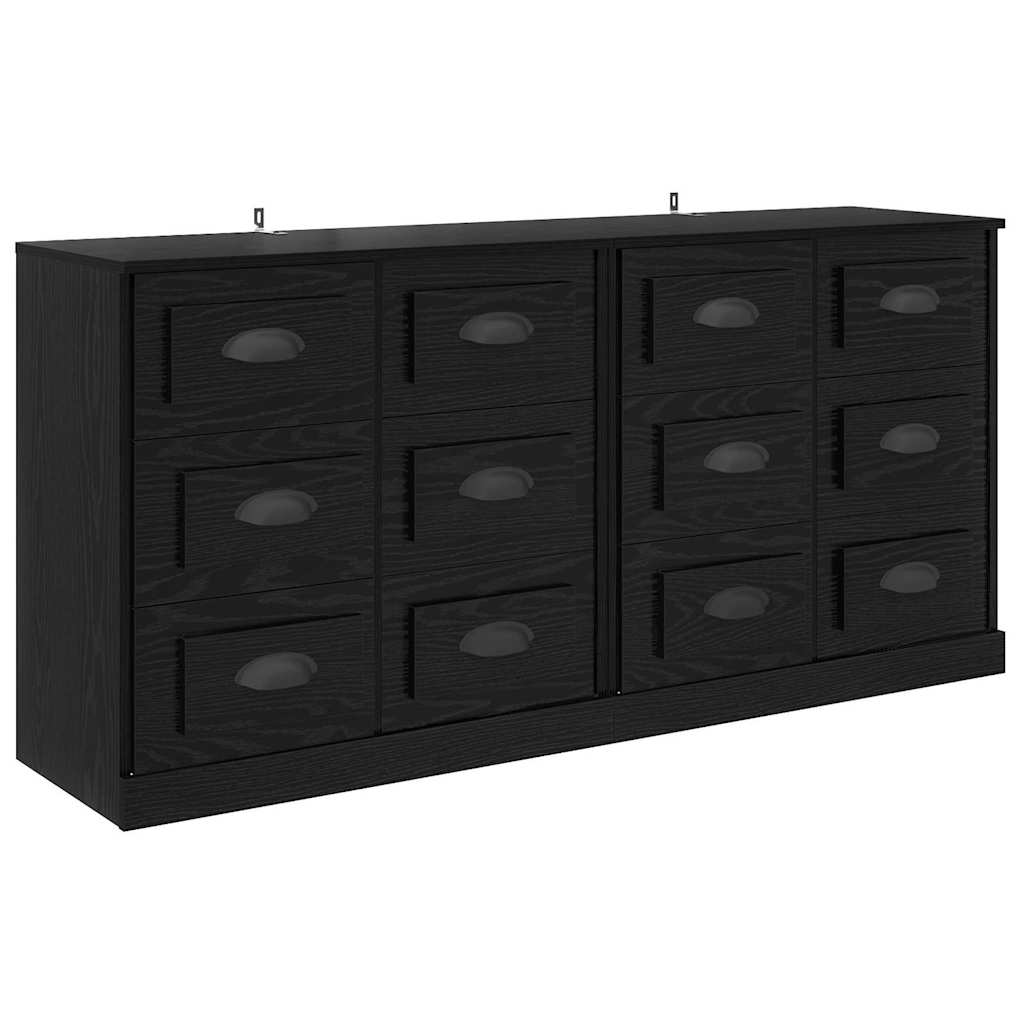 vidaXL Sideboards 2 pcs Black Oak 70 x 35.5 x 67.5 cm Engineered Wood