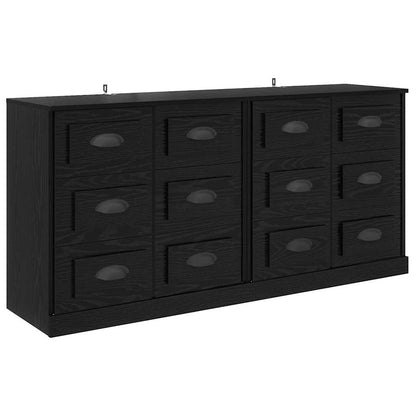vidaXL Sideboards 2 pcs Black Oak 70 x 35.5 x 67.5 cm Engineered Wood