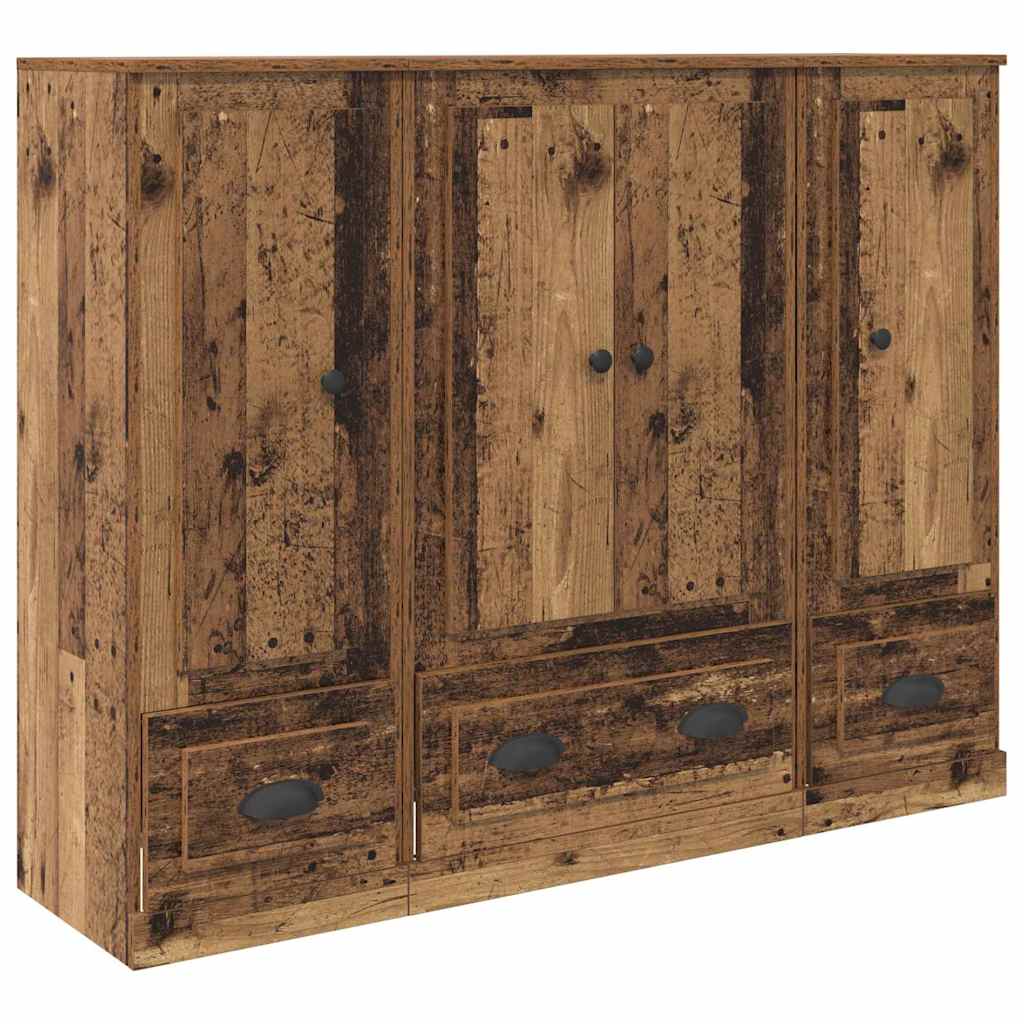 vidaXL Highboard with Drawer 3 pcs Old Wood Engineered Wood