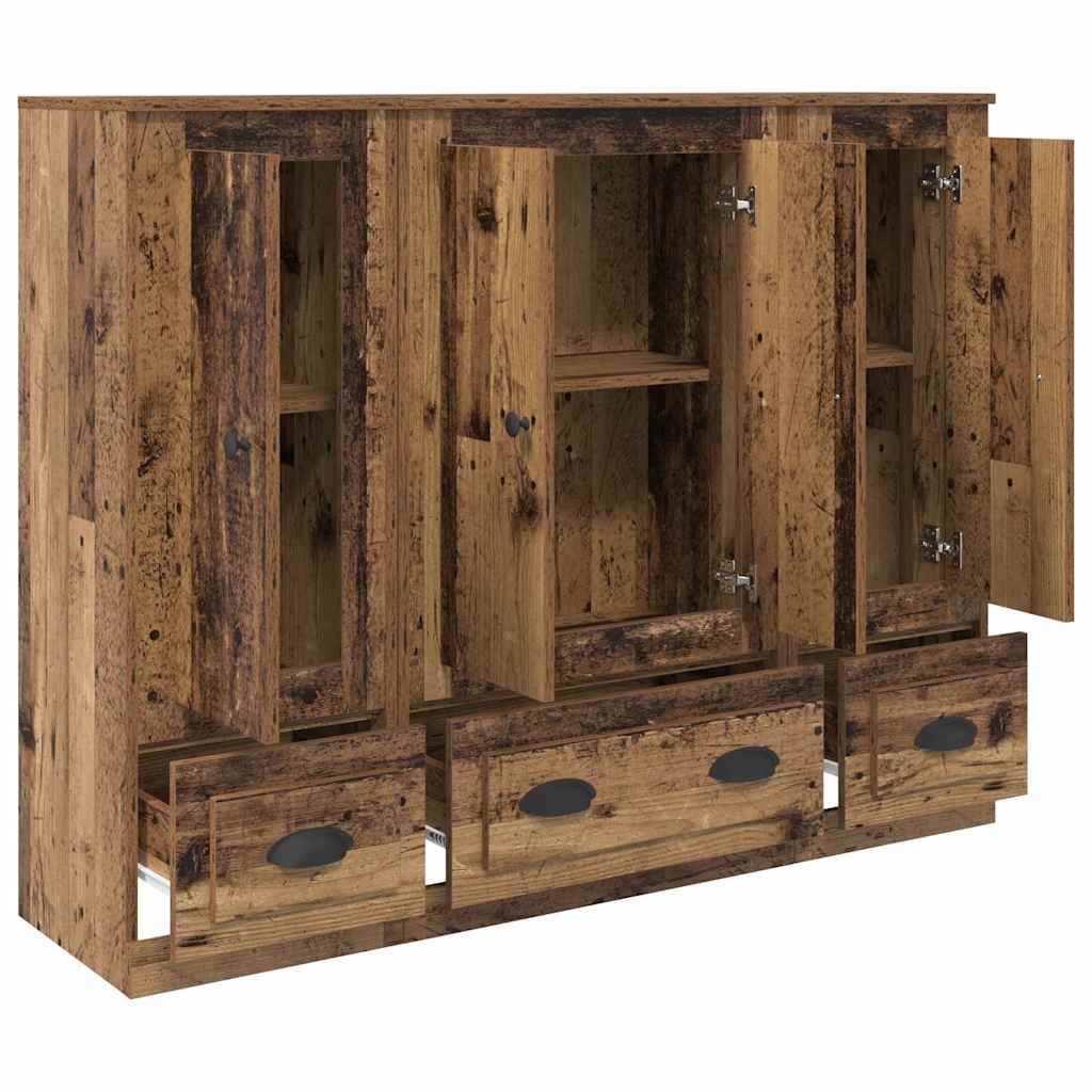 vidaXL Highboard with Drawer 3 pcs Old Wood Engineered Wood