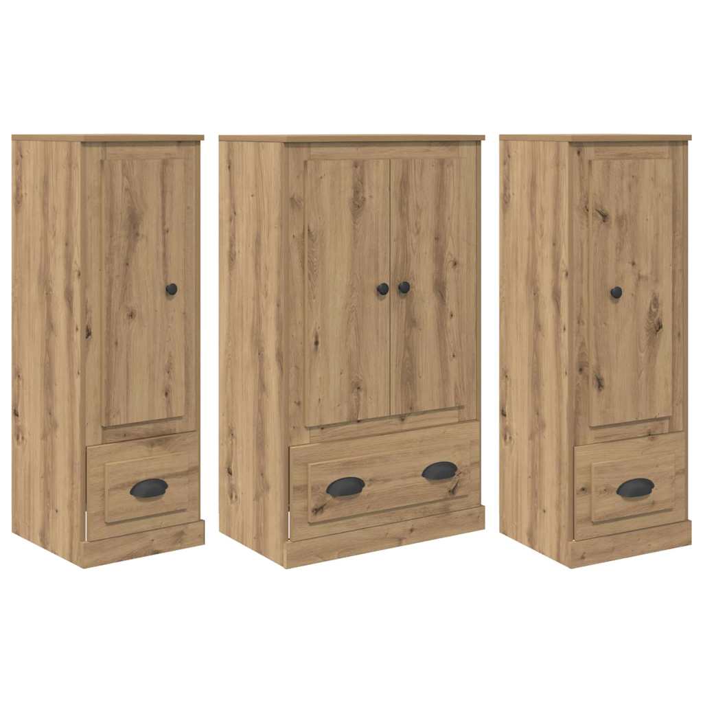 vidaXL Highboard with Drawer 3 pcs Artisan Oak Engineered Wood