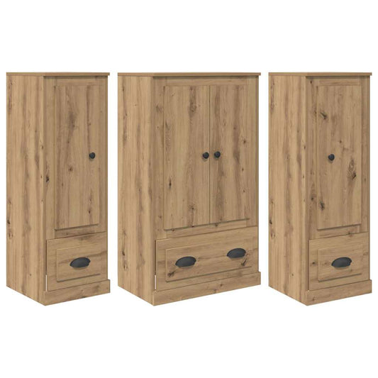 vidaXL Highboard with Drawer 3 pcs Artisan Oak Engineered Wood