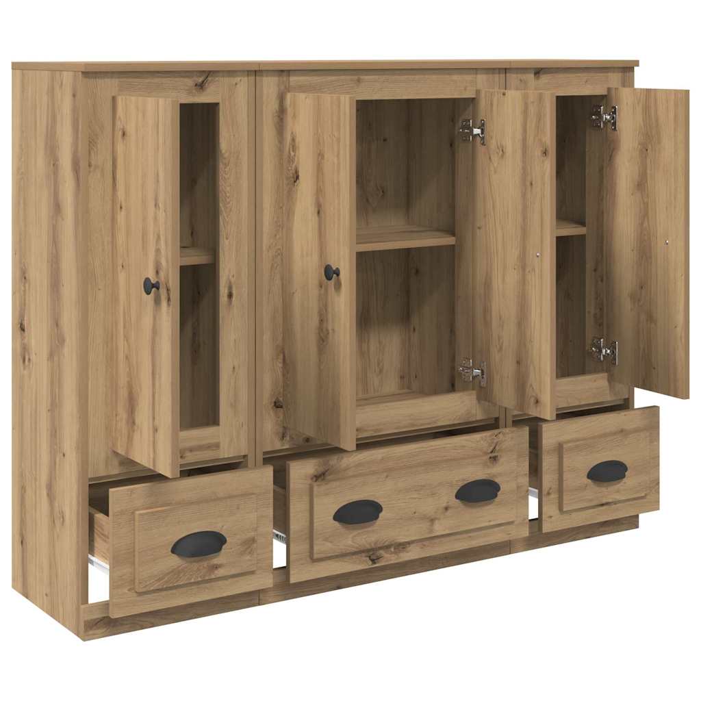 vidaXL Highboard with Drawer 3 pcs Artisan Oak Engineered Wood