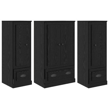 vidaXL Highboard with Drawer 3 pcs Black Oak Engineered Wood