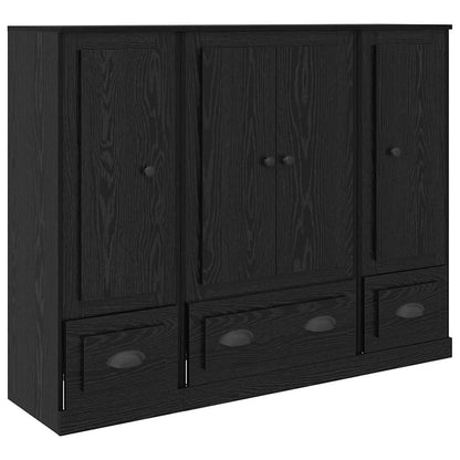 vidaXL Highboard with Drawer 3 pcs Black Oak Engineered Wood
