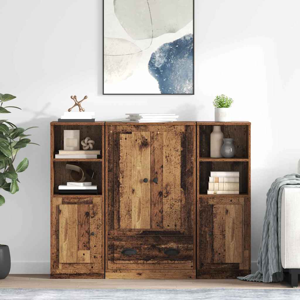 vidaXL Highboard with Drawer 3 pcs Old Wood Engineered Wood