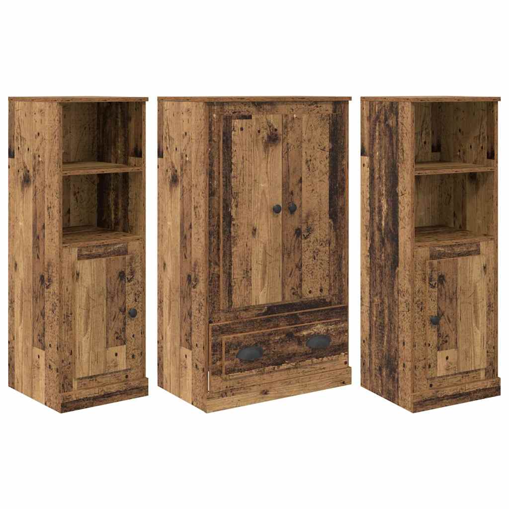 vidaXL Highboard with Drawer 3 pcs Old Wood Engineered Wood