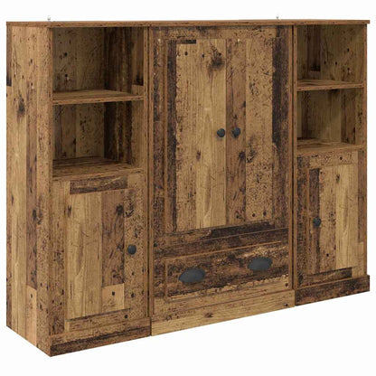 vidaXL Highboard with Drawer 3 pcs Old Wood Engineered Wood